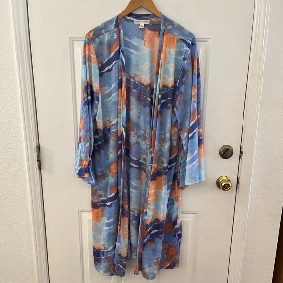 New York Laundry Plus-Size Tie-Dye Cover-up Kimono Duster Lounge Robe Sz 3x - Picture 1 of 8